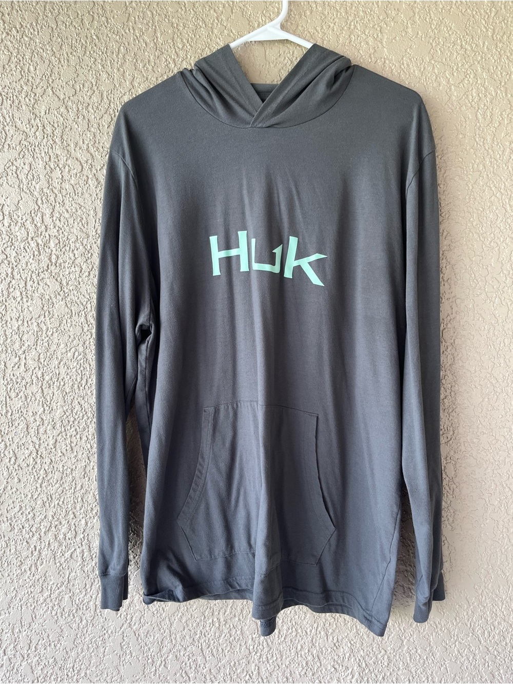Huk Men's Gray Hoodie with Mint Logo Graphic